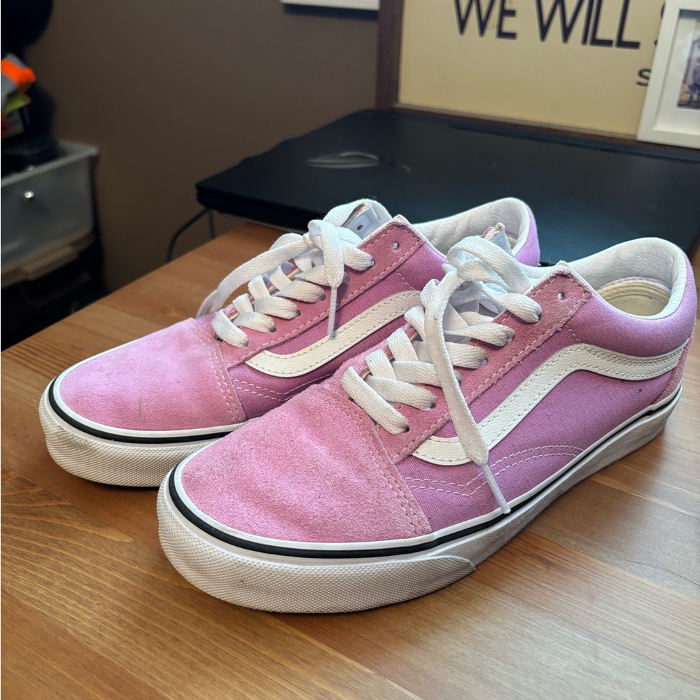 Pink and White Vans Sneakers